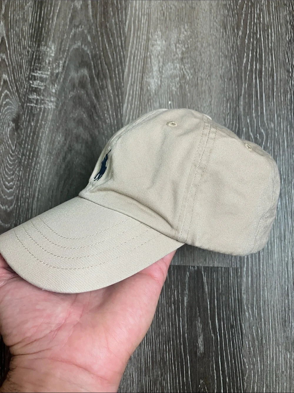 Polo by Ralph Lauren Men's Khaki Baseball Cap with Navy Pony